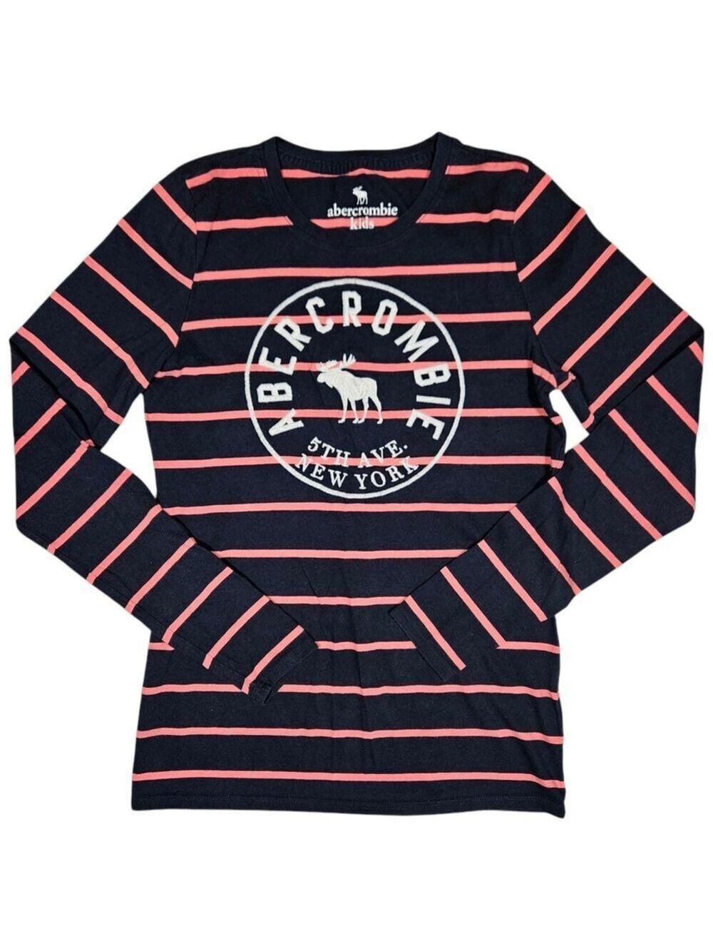 Abercrombie Kids Long Sleeve Shirt Girls Size 15/16 – Navy & Pink Striped